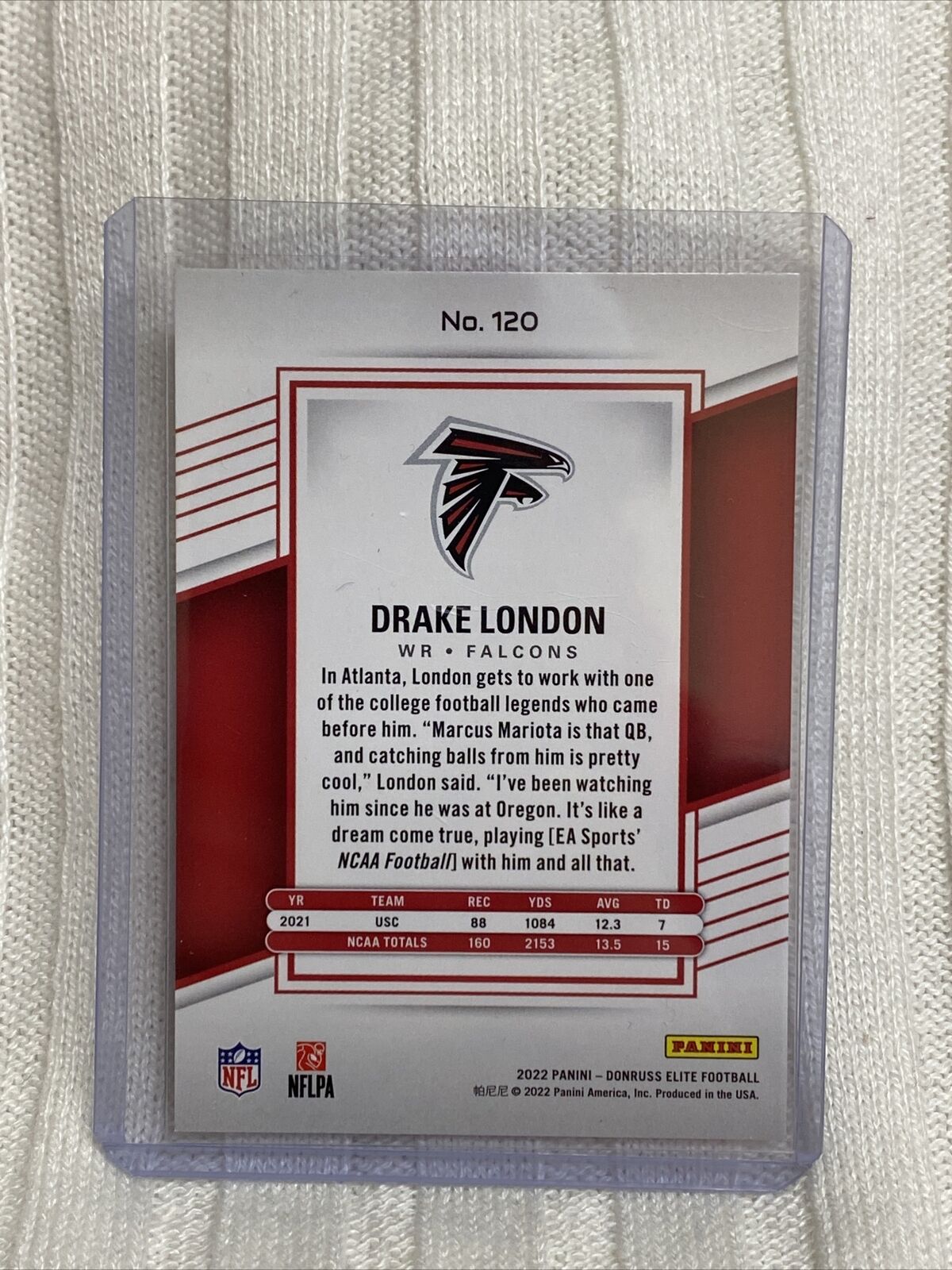 2022 Donruss Elite-Red Color Match! “Aspirations” Drake London RC/275 Falcons