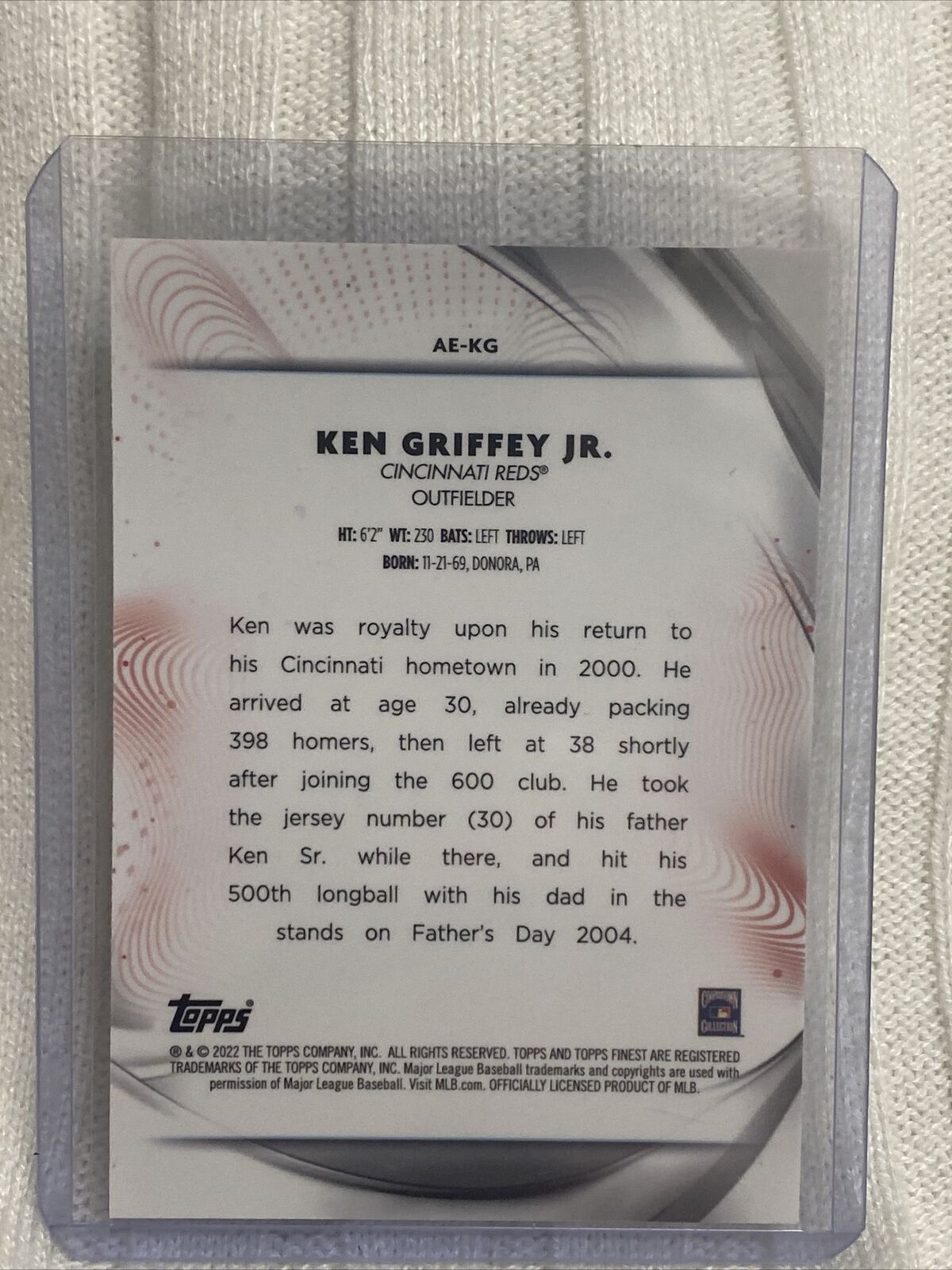 2022 Finest Aura of Excellence #AE-KG Ken Griffey Jr. - Cincinnati Reds