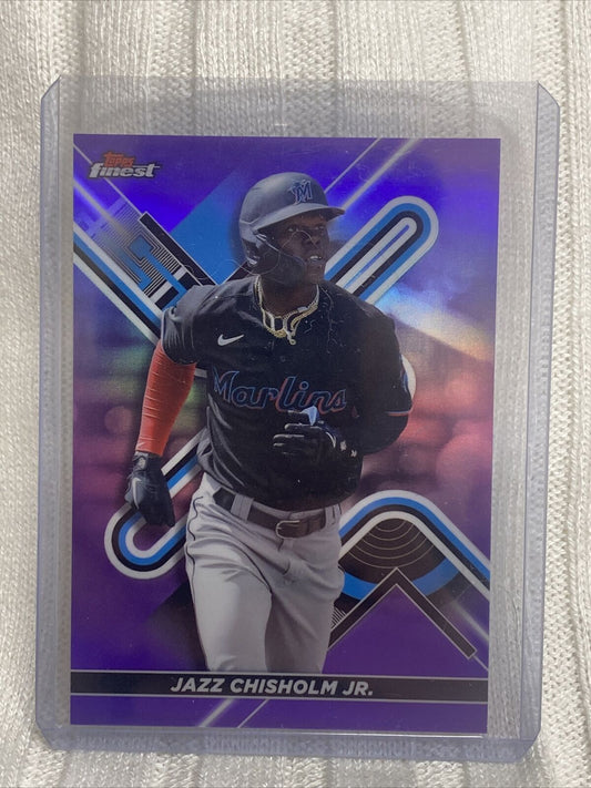 2022 Topps Finest #64 Jazz Chisholm Jr #/250 PURPLE Refractor Miami Marlins