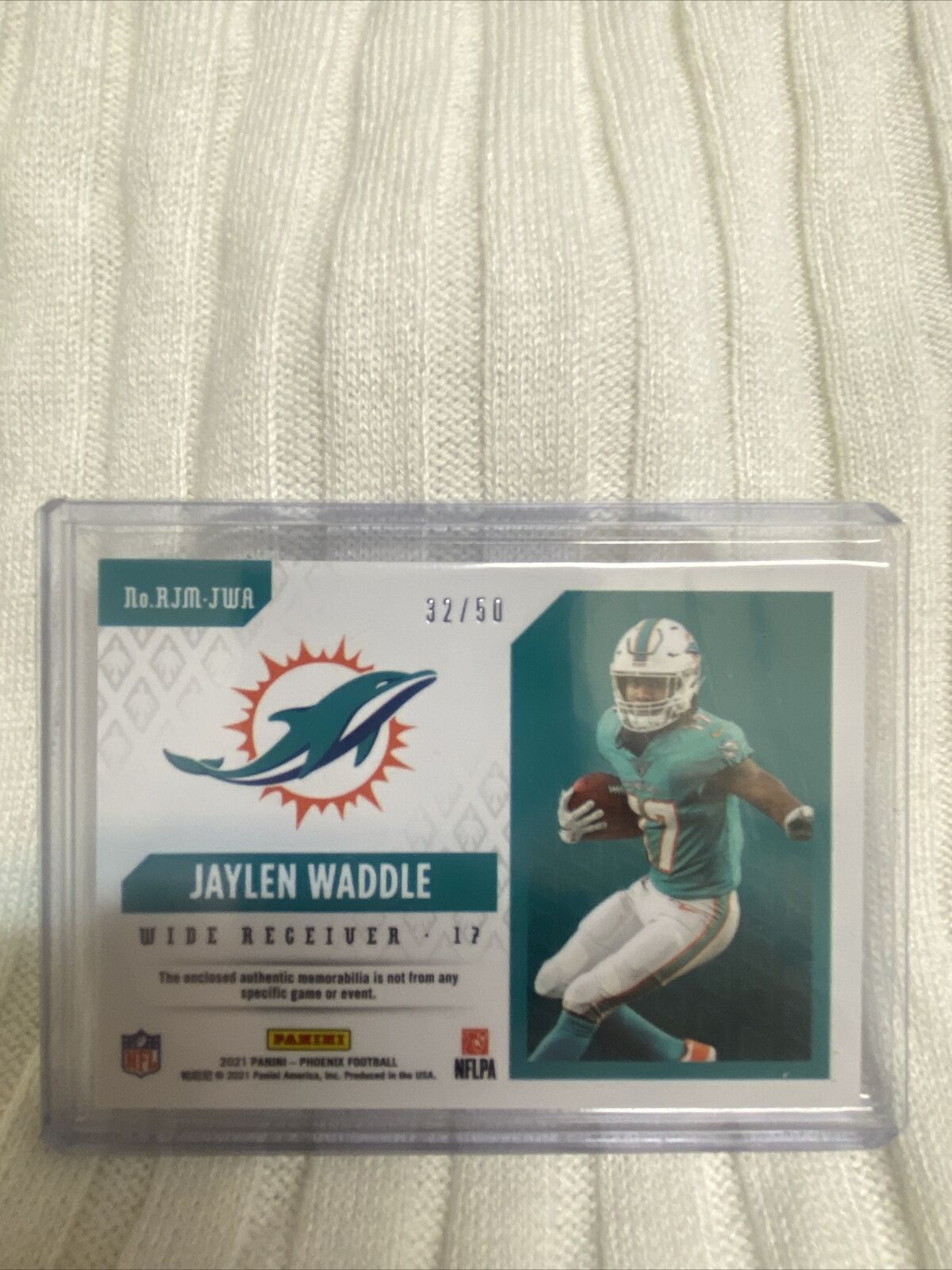 2021 Phoenix Football Rookie Patch /50 Jaylen Waddle Miami Dolphins Quad-color!